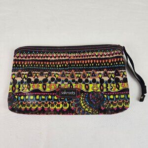 Sakroots Colorful Clutch Wristlet Top Zip Makeup Bag Organzation Coated Exterior